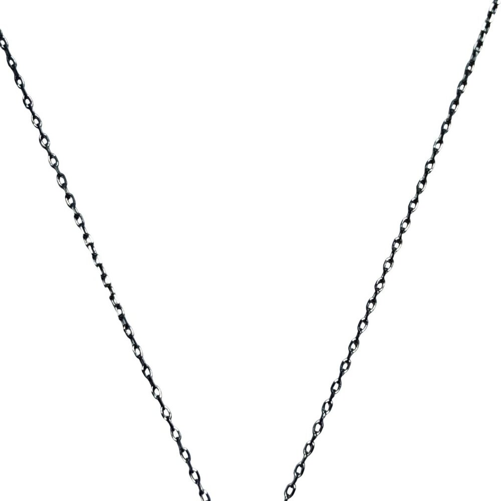 Sterling Silver Cable Chain Necklace W/ Clear Rhinestone Pendant Signed (5922) - Picture 2 of 6